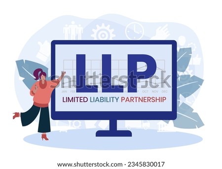 LLP, Limited Liability Partnership. Concept with keywords, people and icons. Flat vector illustration. Isolated on white background.