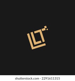 Diseño del logotipo de la carta técnica LLT con un corte creativo. Diseño de logotipo creativo.
