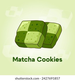 llustation of Baked goodsg Matcha cookies green color two tone