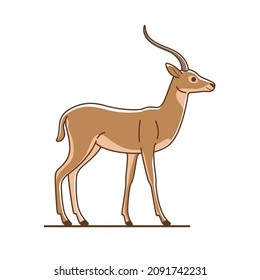 ilusión de antelope impala. Ilustración simple del vector de contorno para emblema, placa, insignia.