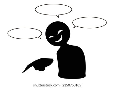 ilustración de una figura negra y una imagen de acusación de burbuja de habla