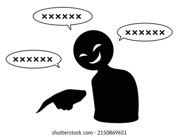 Illustration einer schwarzen Figur und eines Wortblase-Vorwurf-Bild