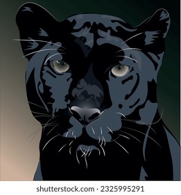 llustration of a black Leopard against dark back ground