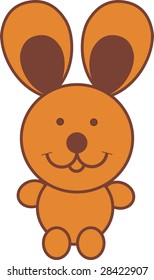 llustration cartoon of rabbit with big ears sit down
