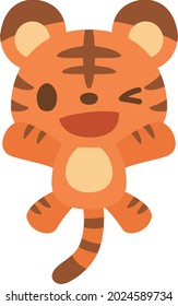 llustration of a cheerful tiger winking and jumping