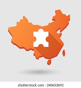llustration of a China map icon with a puzzle
