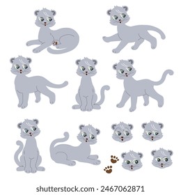 llustration collection of various poses of cute cats,