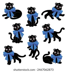 llustration collection of various poses of cute cats,