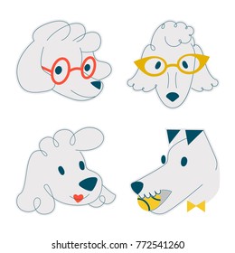 llustration of cute dogs set
