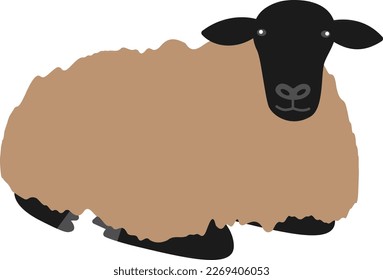 llustration of a cute  sheep sitting