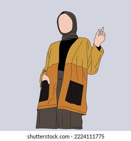 lustración de la vestimenta para muslimah (mujer musulmana) con combinación del color de tono águila