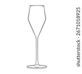 llustration of an empty, classic wine glass in a linear style. Minimalistic design with a black outline is perfect for bars, restaurants, bars and festive events.