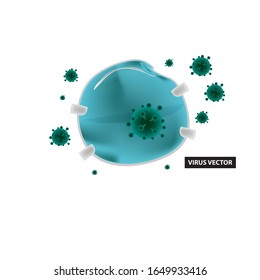 llustration Featuring Common Viruses, corona , mers. Wuhan virus disease with mask . Corona Virus Cell Vector Illustration. Good for template background, banner, poster, etc.