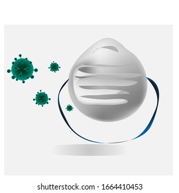 llustration Featuring Common Viruses, corona , mers. Wuhan virus disease with mask .  Vector Illustration 