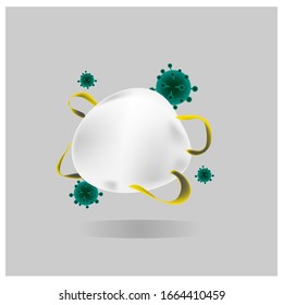 llustration Featuring Common Viruses, corona , mers. Wuhan virus disease with mask . Vector Illustration. 