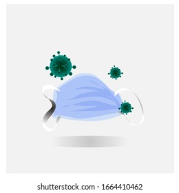 llustration Featuring Common Viruses, corona , mers. Wuhan virus disease with mask . Vector Illustration.  