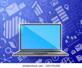 llustration of flat design personal computer and image of cloud server and the Internet