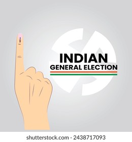 Ilustración de la mano con el signo de votación de la India. Ilustración de las elecciones generales de la India imagen vectorial o Votar en las elecciones en la India con las urnas.
