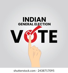 llustration of hand with voting sign of India.Indian General Election illustration vector image or Vote on elections in the India with the ballot box.
