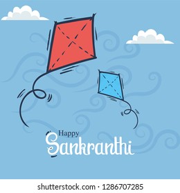 llustration of Happy Makara Sankranti  with colorful kites