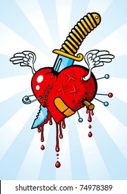 llustration of heart pierced with a knife