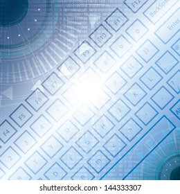 llustration of high tech keyboard with binary number