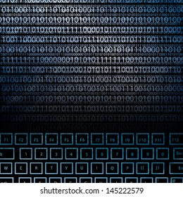 llustration of high tech keyboard with binary number