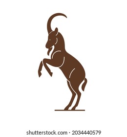 llustration of ibex. Simple contour vector illustration for emblem, badge, insignia.