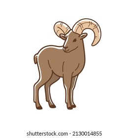 Illustration von Ibex. Einfache Kontur, Vektorgrafik für Emblem, Abzeichen, Insignien.