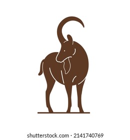 llustration of ibex. Simple contour vector illustration for emblem, badge, insignia.