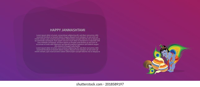 llustration of Janmashtami invitation card, Lord Krishna in Janmashtami festival of India