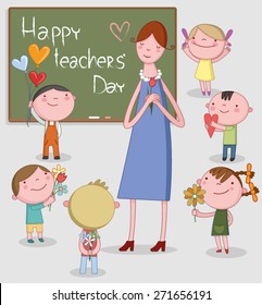 llustration of Kids Celebrating Teachers' Day