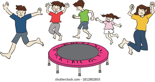 llustration of a man flying on a trampoline