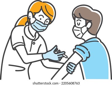 llustration material of adult man to be vaccinated