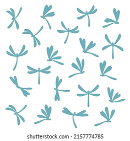 llustration material collection of simple dragonfly,