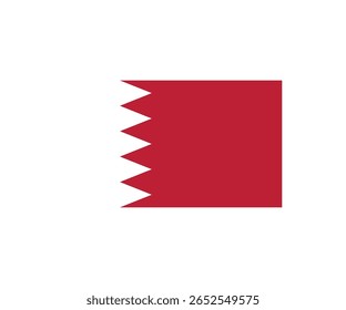 llustration of the national flag of Bahrain. A simple and clean vector design featuring a red field with a white serrated band of five triangles, symbolizing the five pillars of Islam. Isolated on whi