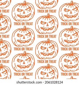 llustration on theme big colored pattern Halloween, seamless orange pumpkin. Seamless pattern consisting of collection pumpkin, accessory at Halloween. Rare pattern Halloween from seamless pumpkin.