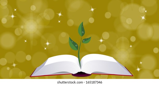 Llustration Of Open Book With Tree Sprout