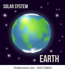llustration of the planet Earth on a starry background. Planets of the Solar system. Vector cosmos.