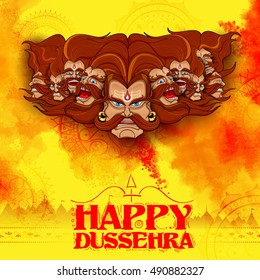 llustration of Raavana with ten heads for Dussehra Navratri festival of India poster