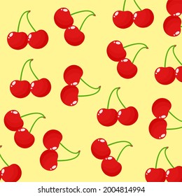 llustration of red cherry pattern. Simple berry vector illustration for icon, logo, clothing, kids book or application or website element, science for children, wallpaper, background,