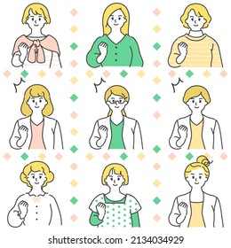 llustration set of business women with guts pose.