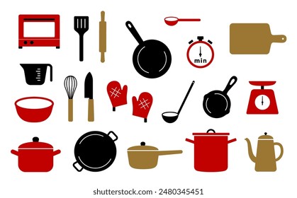 llustration set of simple kitchen tools