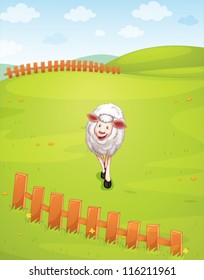 llustration of sheep in a beautiful nature