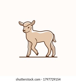 llustration of sheep. Simple contour vector illustration for emblem, badge, insignia.