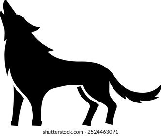 llustration of a silhouette of a howling wolf