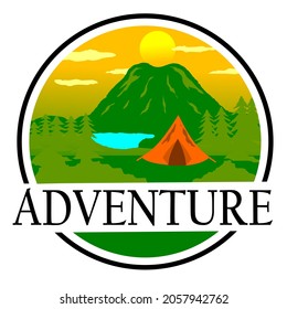 llustration for sport adventure, camping,campfire,emblem camping.