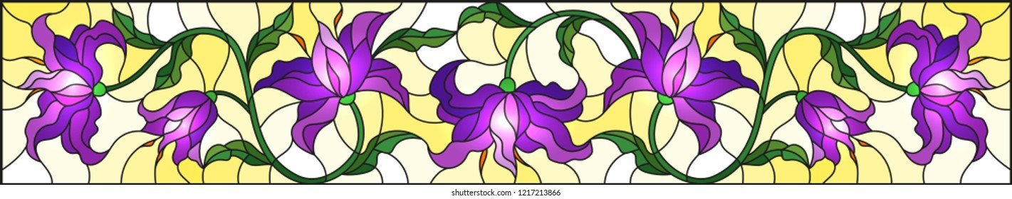 Illustration Stained Glass Style Intertwined Purple Stock Vector Royalty Free 1217214238