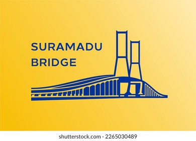 llustration of Suramadu bridge in negative space logo design style