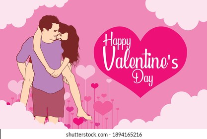 llustration of Valentine's Day love, with a happy lover